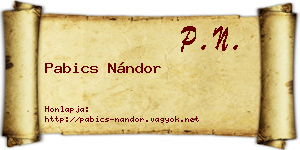 Pabics Nándor névjegykártya