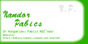 nandor pabics business card